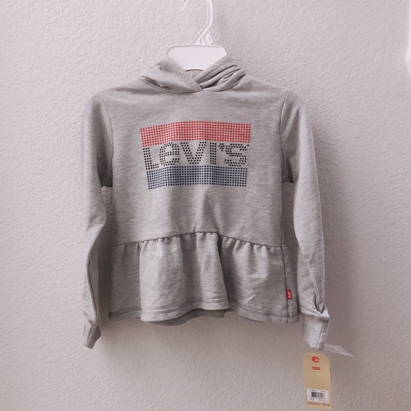 Levi’s Peplum Hoodie Sweatshirt Heather Grey Girls Size 6X NWT $42.00 - Picture 3 of 10
